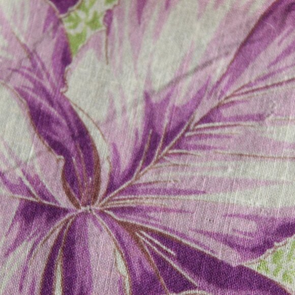 Vintage 1950s Handkerchief, Iris Purple Flower Print Cotton Hankie - Picture 10 of 15